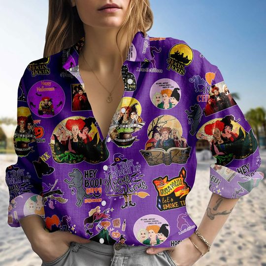 It's Just A Bunch Of Hocus Pocus Blouse Shirt, Sanderson Sisters Halloween Shirt, Disney Witches Women Shirt, Hocus Pocus Party Shirt