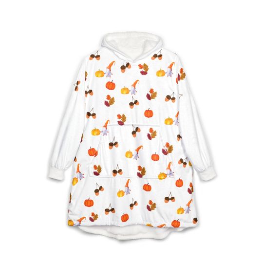 Cozy Autumn Unisex Hooded Blanket | Perfect for Fall, Halloween, Home Relaxation, Gift for Friends, Pumpkin Design