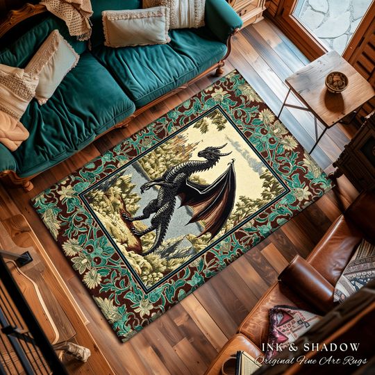 Discover Dark Fairytale Aesthetic Area Rug | Fantasy Accent Woodland Medieval Bedroom Ethereal Victorian Gothic Dark Academia Decor Whimsigothic Art