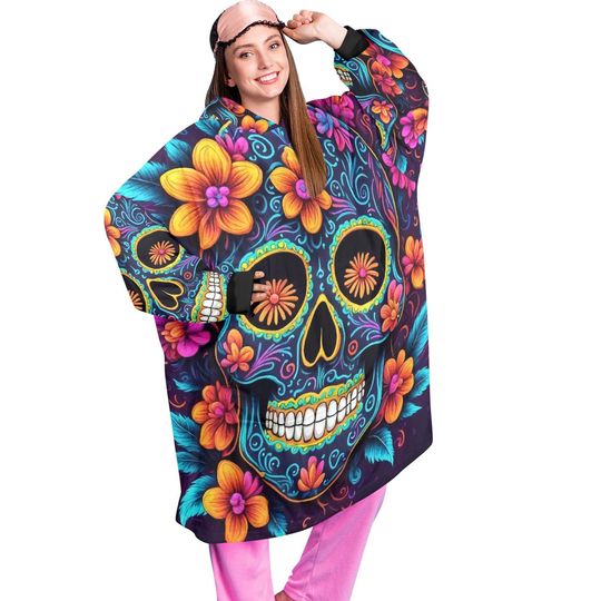 Discover Blanket Hoodie personalized blankets hoodie that is a blanket Da De Los Muertos Chicano Day of the Dead Blanket Chicanos Sugar Skull
