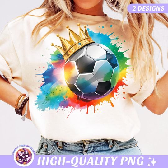 Discover Crown Ball Soccer PNG Boy Soccer Game Day Shirt Sublimation Design Dad Soccer Gift Mom Sport PNG Soccer Player Print Team Shirt Png Digital