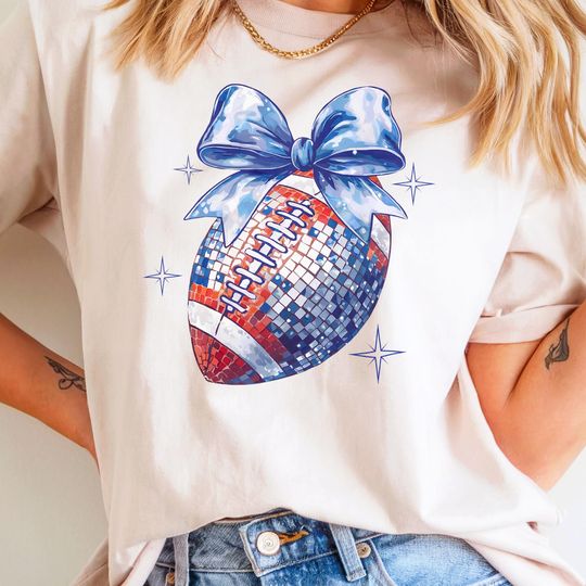 Game Day Coquette Football T-Shirt, Football Bow Shirt, Football Mom Shirt, Fall Football Season