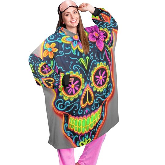 Discover Blanket Hoodie personalized blankets hoodie that is a blanket Chicano Day of the Dead Chicanos Sugar Skull Blanket Da De Los Muertos