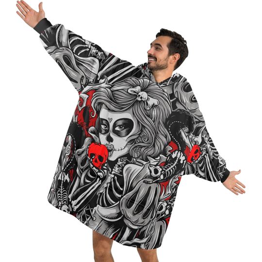 Blanket Hoodie personalized blankets hoodie that is a blanket Comics La Catrina Da De Los Muertos