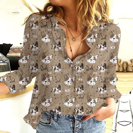 Discover French Bulldog Blouse Shirt, Frenchie Women Shirt, Dog Women Shirt, Animal Lover Shirt, Dog Shirts For Women, Gift For Her