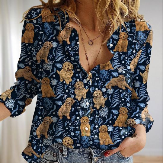 Goldendoodle Blouse Shirt, Dog Women Shirt, Goldendoodle Dog Shirt, Dog Shirts For Women, Blouse Women, Dog Mom Shirt