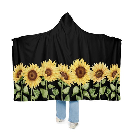 Discover Sunflower Snuggle Wearable Blanket, Sunflower Hooded Blanket, Christmas Gift, Gift For Her