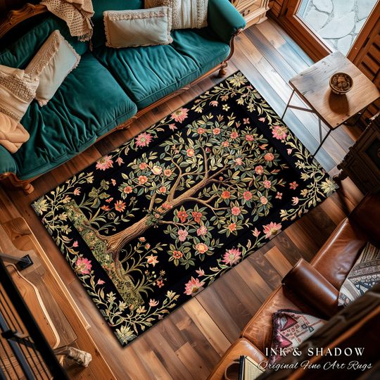 Discover Tree of Life Area Rug | Bohemian Aesthetic Living Room Home Decor Rustic Housewarming Gift Cottagecore Earth Tone Bedroom Floor Mat Indie |