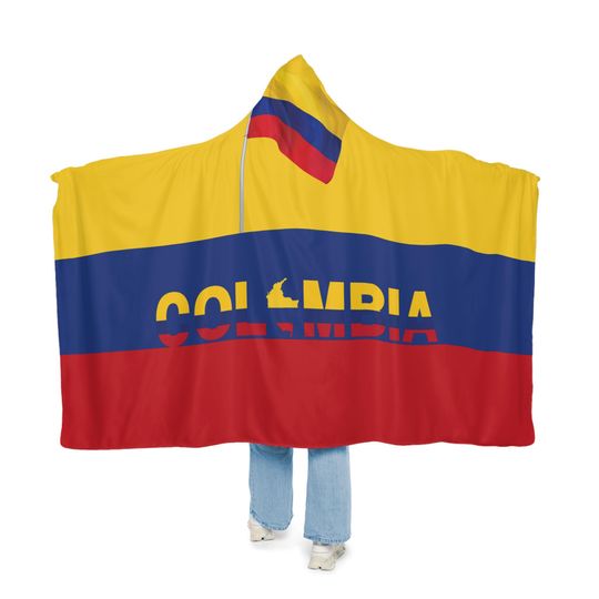 Colombian Flag Snuggle Blanket Hoodie, Sherpa Hooded Blanket, Fleece Hooded Blanket, Unisex Snuggle Blanket, Custom Blanket Gift