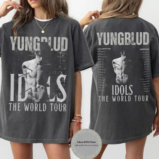Yungblud Idols World Tour T-Shirt 2025 Concert Dates Rock Artist Tour Tee