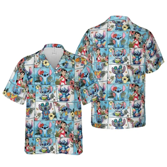 Stitch Hawaiian Button Down Shirt