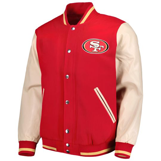 Football Jacket Red Body Cream Baseball Jacket