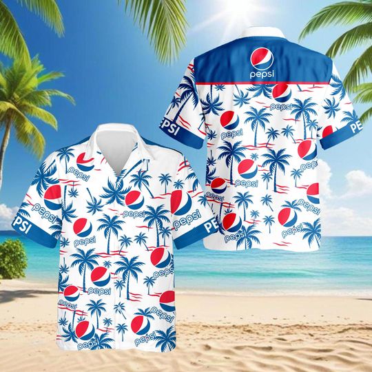 Soda Lover Hawaiian Shirt for Men Women, Tropical Palm Tree Aloha Shirt, Funny Soft Drink Summer Beach Party Outfit, Casual Vacation Top