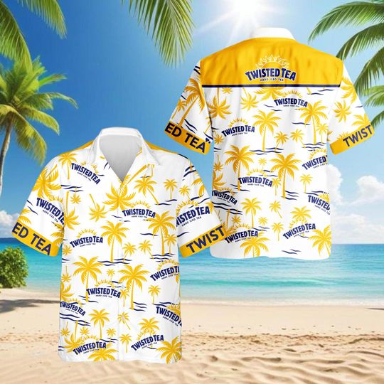 Iced Tea Lover Hawaiian Shirt for Men Women, Tropical Palm Tree Aloha Shirt, Funny Summer Beer Cocktail Beach Outfit, Casual Vacation Top