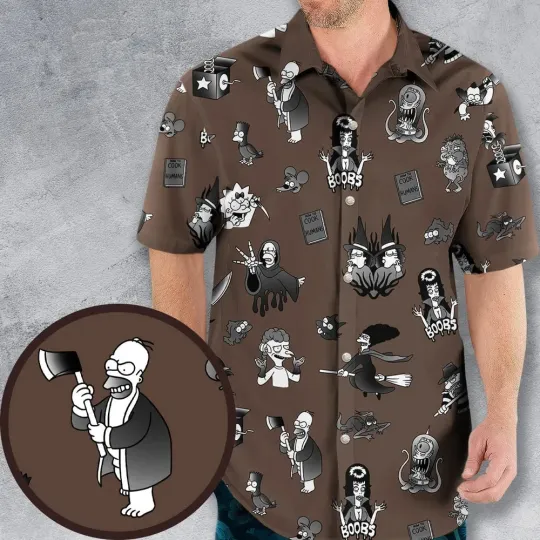 Discover Treehouse of Horror Hawaiian Button Down Shirt