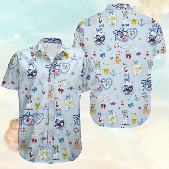 Discover Mickey And Friends Cruise Hawaiian Button Down Shirt