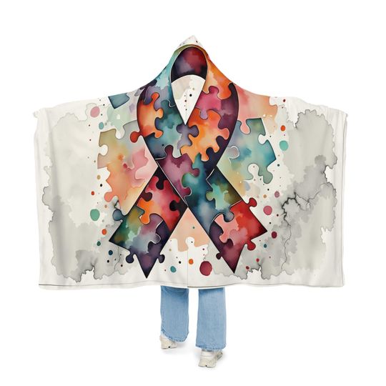 Autism Awareness Snuggle Blanket, Cozy Throw for Comfort, Puzzle Design, Gift for Support, Soft Blanket for Home Decor