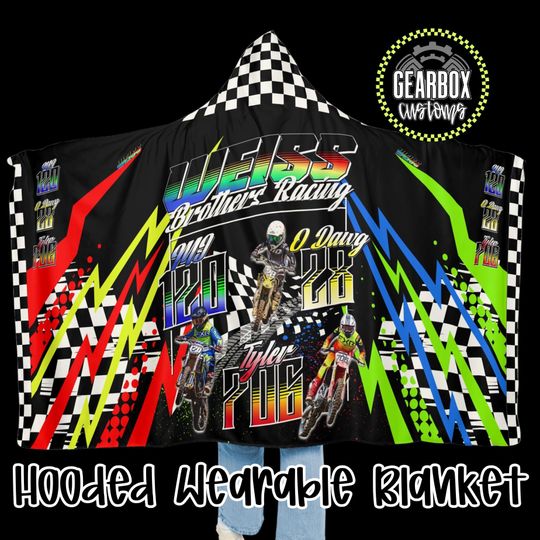 Discover Custom Hooded Sherpa Blanket, Custom Motocross Blanket, Hooded Blanket, Wearable Blanket, Racing Blanket, Dirt Bike Blanket, Custom Sheets