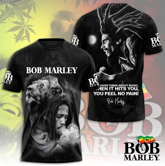 Bob Marley 3D T-Shirt for Fans, Unisex Tee