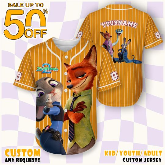 Discover Customized Zootopia 2 Cartoon Baseball Jersey, Movie Cartoon 2025 New Version Jersey, Zootopia 2 Movie Lovers Gifts For Fan 29525LN31