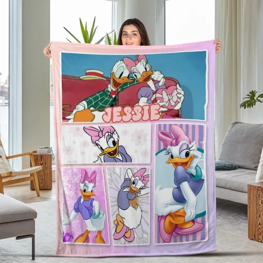 Personalized Daisy Duck Blanket, Daisy Duck Baby Blanket, Christmas Disney Chara