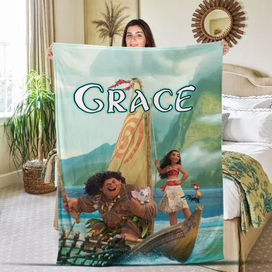 Discover Custom Name Moana Blanket, Personalized Disney Moana Blanket, Personalized Disne
