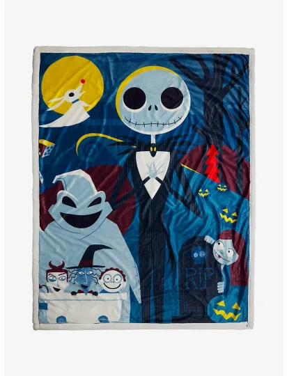 Discover DISNEY NIGHTMARE BEFORE CHRISTMAS POSTER SHERPA Throw Blanket