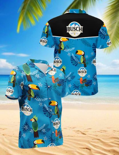 Discover Tropical Light Beer Parrot Hawaiian Shirt for Men, Short-Sleeve Button-Down Summer Beach Shirt