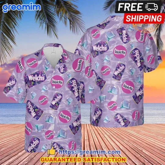 Discover Welchs Soda Juice Tropical Purple Hawaiian Shirt