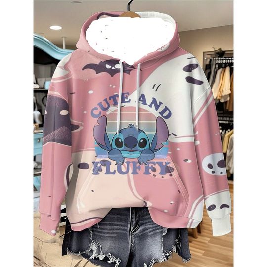 Discover 2025 Spring Autumn 3D Disney Stitch Printing Hoodie Unisex Casual Pullover with Pockets