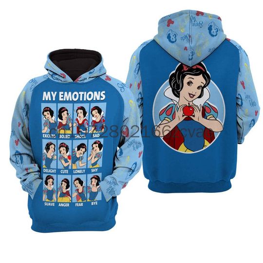 Discover Disney Snow White 3D Hoodie for Women, Retro Zipper Sweatshirt, Casual Fashion 2024