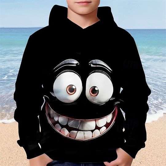 Discover Unisex 3D Face Print Hoodie - Funny Spoof Design, Streetwear Pullover Sweatshirt for Men and Kids