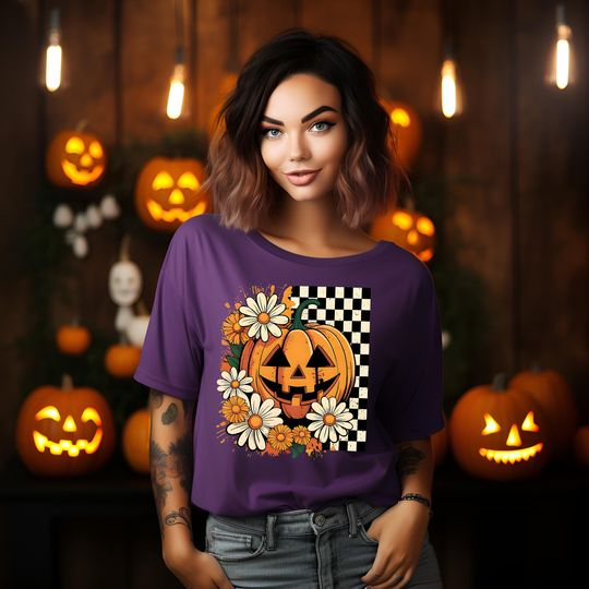 Discover Floral Pumpkin Shirt, Halloween Pumpkin T-Shirt, Fall Autumn Season Gift