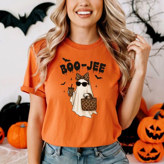 Boo-Jee Halloween Shirt, Halloween Ghost T-Shirt, Halloween Leopard Tee