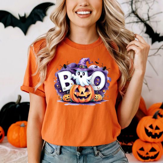 Discover Halloween Boo Shirt, Halloween Ghost T-Shirt, Spooky Season Gift, Fall Autumn Season Gift