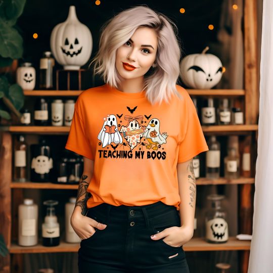 Teaching My Boos Shirt, Halloween Ghost T-Shirt, Halloween Back to School Tee