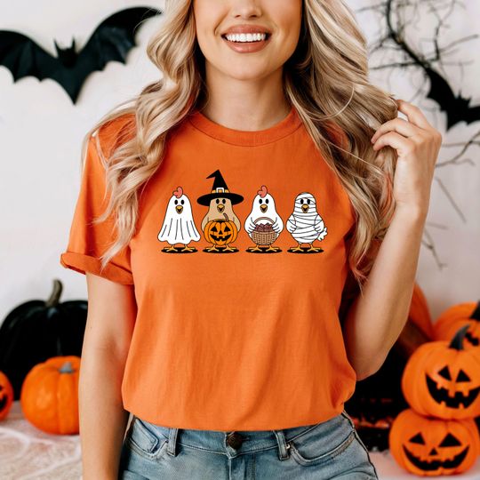 Halloween Chicken Shirt, Farm Christmas Gift, Halloween Ghost T-Shirt
