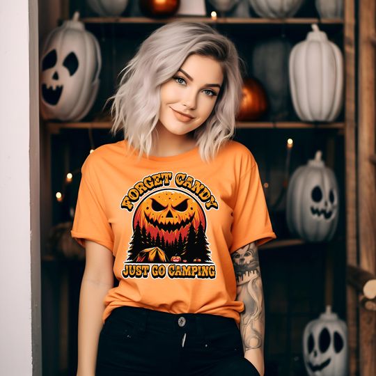 Forget Candy Just Go Camping Shirt, Halloween Trip T-Shirt, Family Halloween Camping Tee