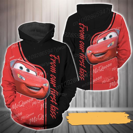 Discover Couple Disney Mcqueen And Sally Hoodie Loose Breathable Comfortable Streetwear 3d Graphic Sportswear Women'S Casual Hoodie