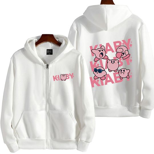 Kirby Cartoon Hoodie 2025 Autumn Winter Women's Zipper Men's Sportswear Couple Hoodie