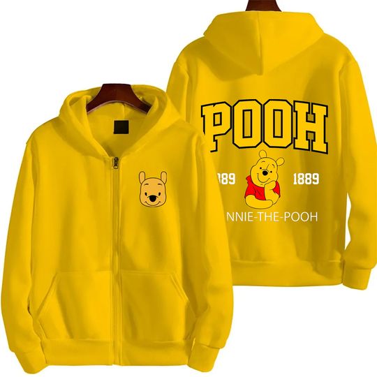 Pooh Bear Anime Women's Zipper Hoodie 2025 Spring Summer Fashion Men's Sportswear