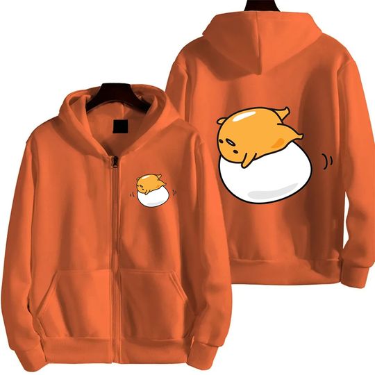 Gudetama Egg Cartoon Men's Zipper Hoodie Women's Sportswear 2025