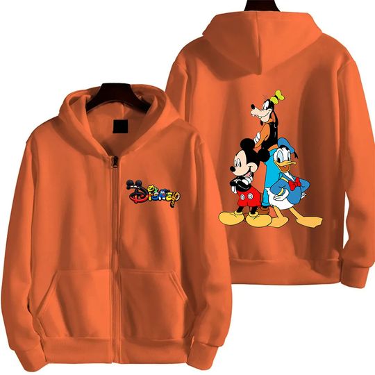 Discover 2025 New Mickey Mouse Donald Duck and Goofy Harajuku Fashion Y2K Men's Hoodie Women's Zipper Sweatshirt Couple's Coat
