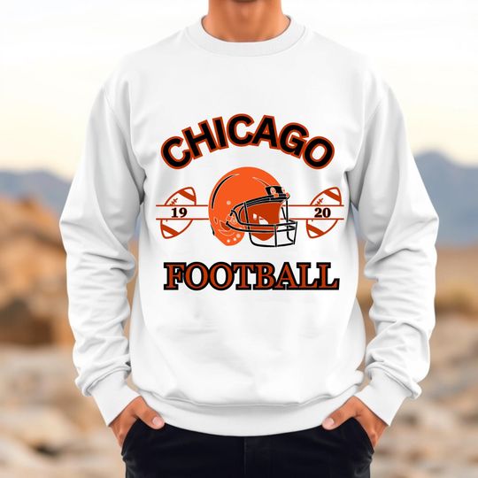 Discover Chicago Football Fan Sweatshirt, Illinois Fan Gift, Sports Team Apparel, Football Lover Pullover, Illinois Crewneck Jumper, Windy City