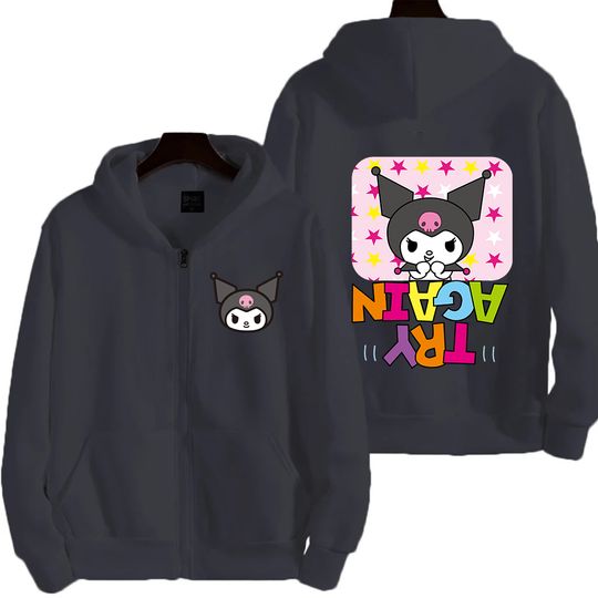 Cartoon Anime Kuromi Men's Zipper Spring and Autumn Women's Extra Large Sports Hoodie 2025