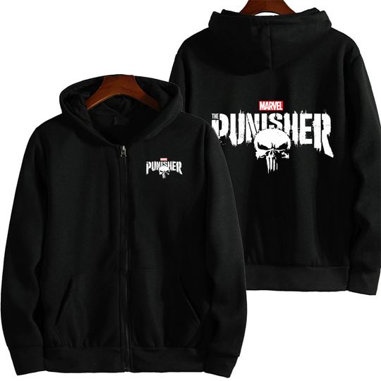 Marvel The Punisher Men Zip Up Hoodie Spring Autumn Women Sweatshirt