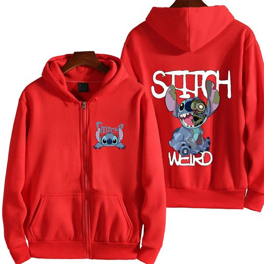 Cartoon Stitch Men's Zipper Spring and Autumn Women's Extra Large Sports Hoodie