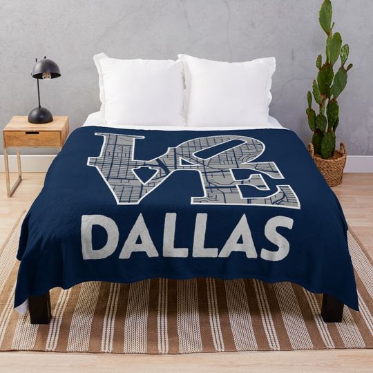 Love Dallas City Map Dallas Throw Blanket