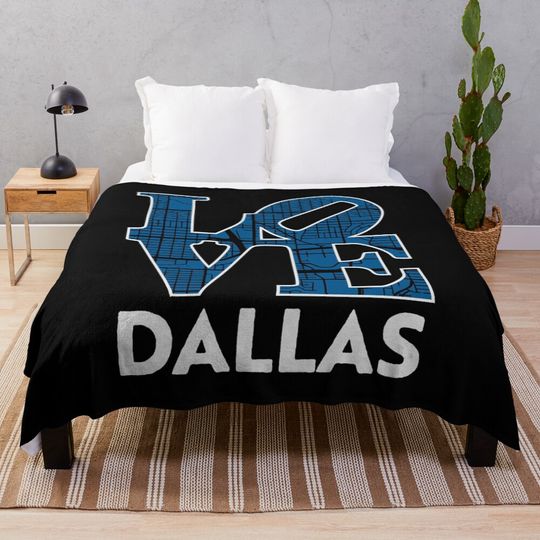 Love Dallas City Map Dallas Throw Blanket