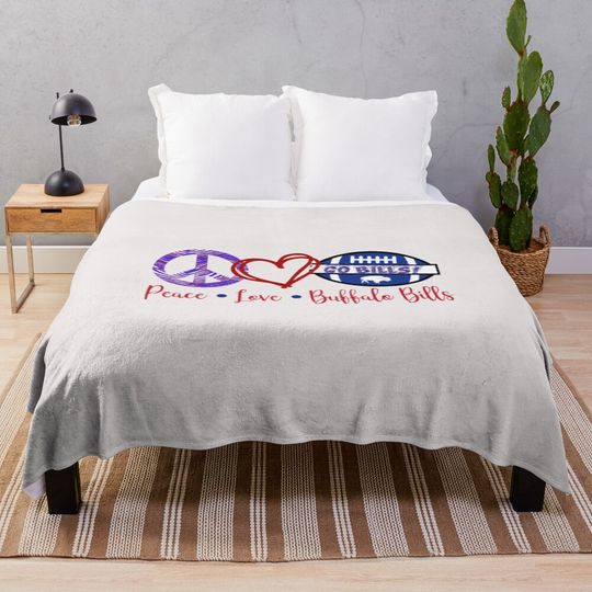 Peace, Love, Buffalo Bills Throw Blanket
